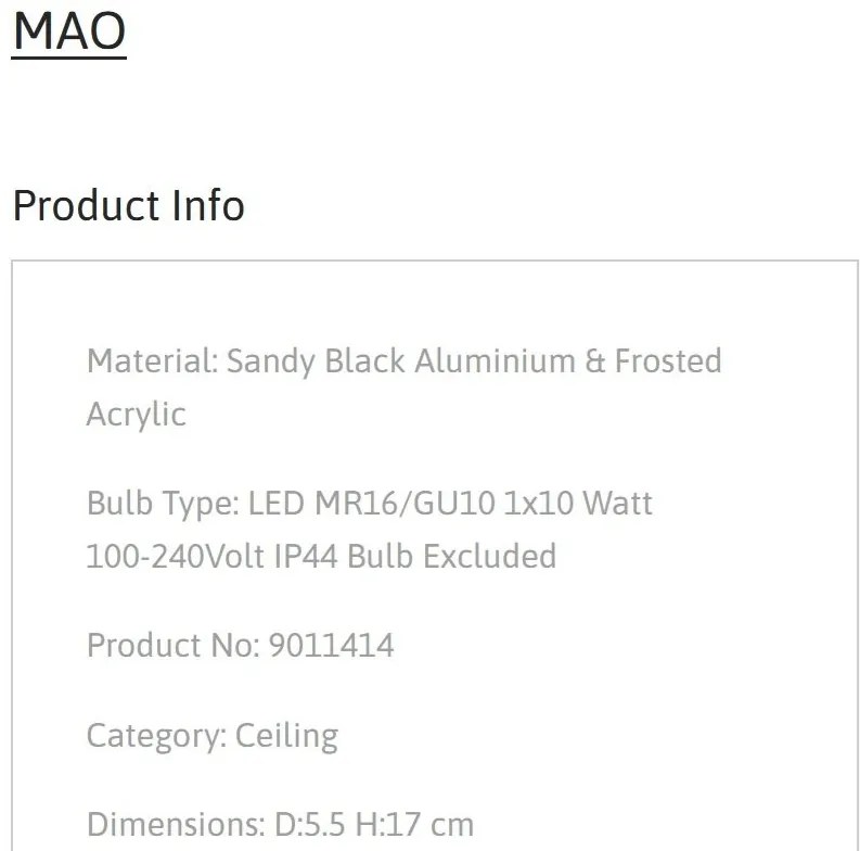 Spot aplicat directionabil protectie IP44, MAO, NVL-9011414