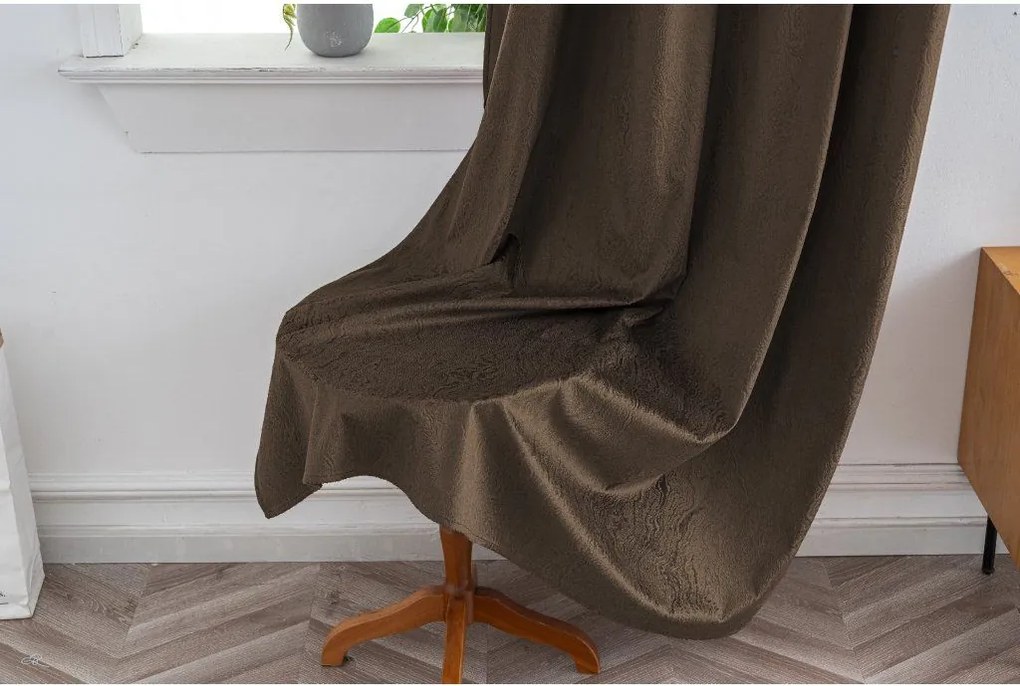 Draperie opaca DUNES VELVET 140x250 cm, maro Agatat: Inele metalice
