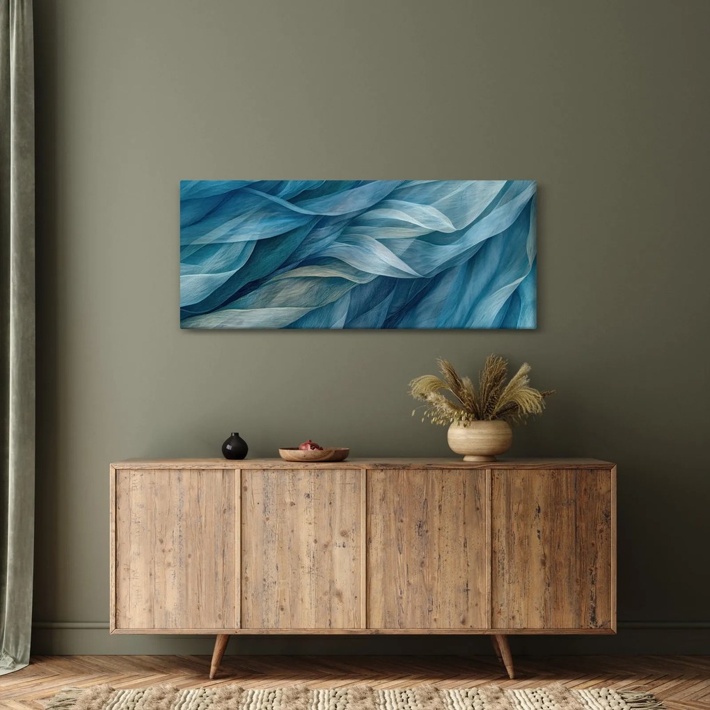 Tablou - Undele albastre și albe (120x50 cm)