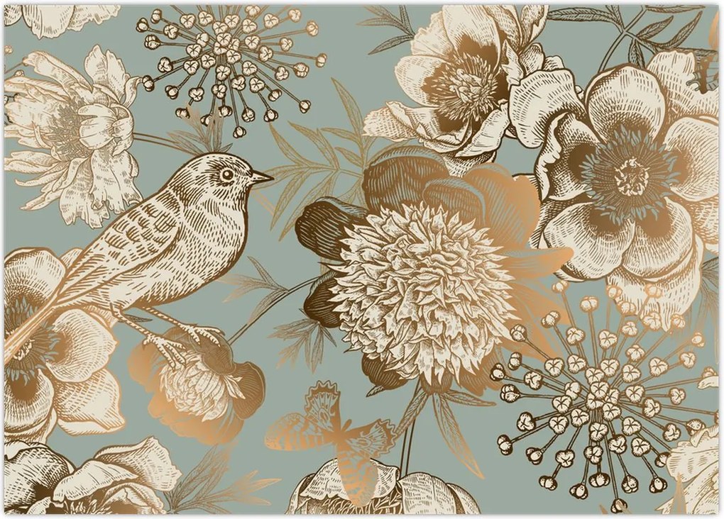 Tablou - Flori aurii (70x50 cm)