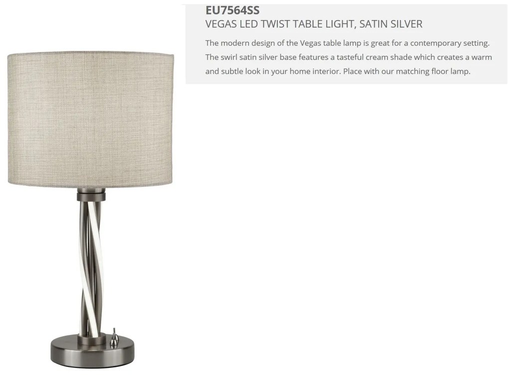Veioza / Lampa de masa clasica design elegant Vegas EU7564SS SRT