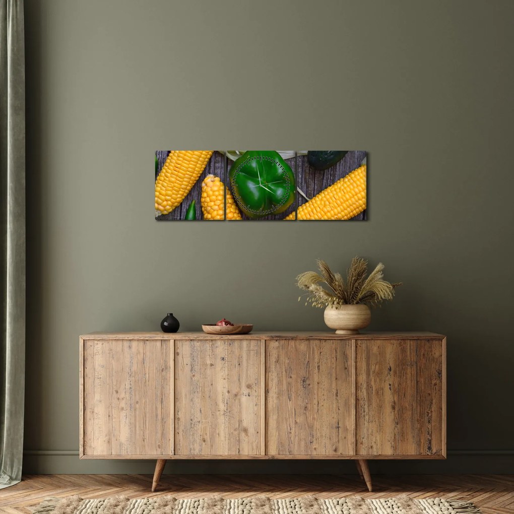 Tablou cu legume (cu ceas) (90x30 cm)