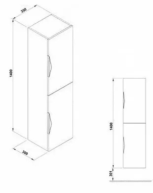 Dulap baie suspendat Gala Agata, 2 usi, 140 cm, gri inchis mat Gri inchis mat