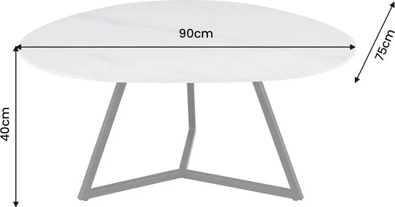 Masuta de cafea cu blat ceramic alb MARVELOUS 90cm