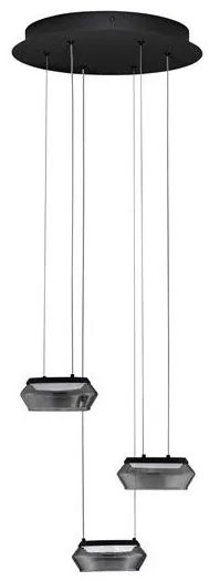 Lustra cu 3 pendule LED, Metal, Negru, Sticla, JAILYN