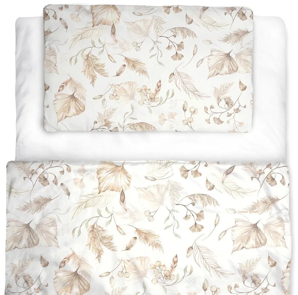 Set pilota 220x75 cm si perna 40 x 60 cm pentru prescolari, bumbac premium si umplutura hipoalergenica BabySoft, fata dubla, Boho