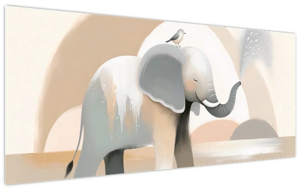 Tablou - Elefant în culori pastel (120x50 cm)