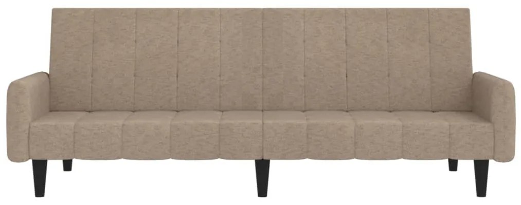 Canapea extensibila cu 2 locuri si taburet, taupe, microfibra Gri taupe, Cu suport de picioare