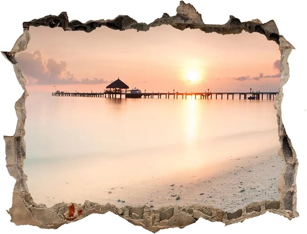 Fototapet un zid spart cu priveliște Plaja maldive