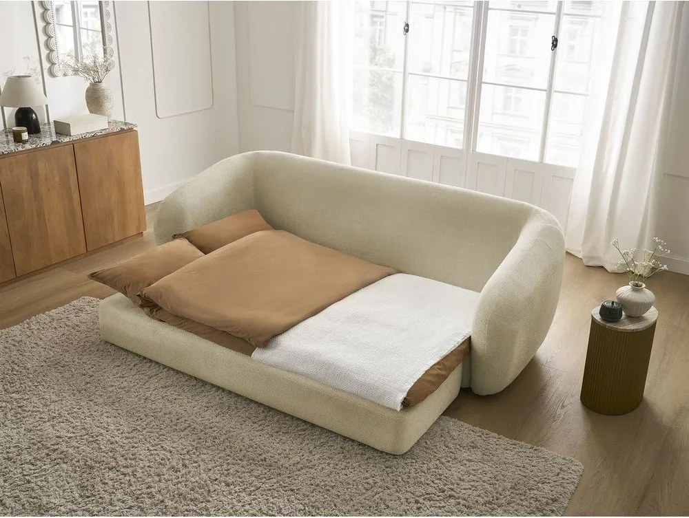 Canapea taupe extensibilă cu tapițerie din chenille 228 cm Neyo – Bobochic Paris