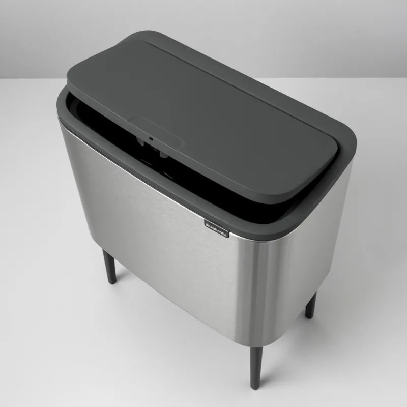 Cos pentru gunoi Brabantia Bo Touch 651115, 11+23 L, Inchidere usoara, Baza antiderapanta, Rezistent la amprente, Inox mat