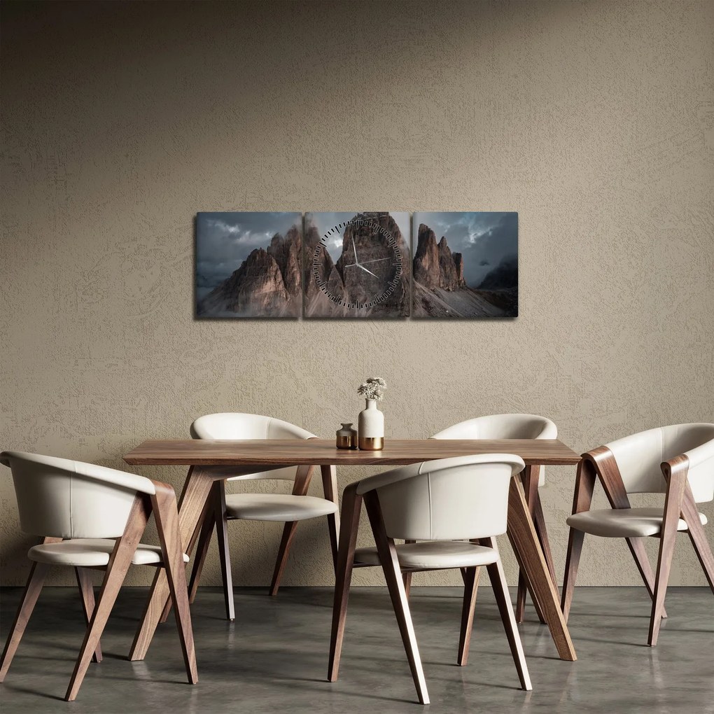 Tablou - Trei Dinți, Dolomiți Italieni (cu ceas) (90x30 cm)