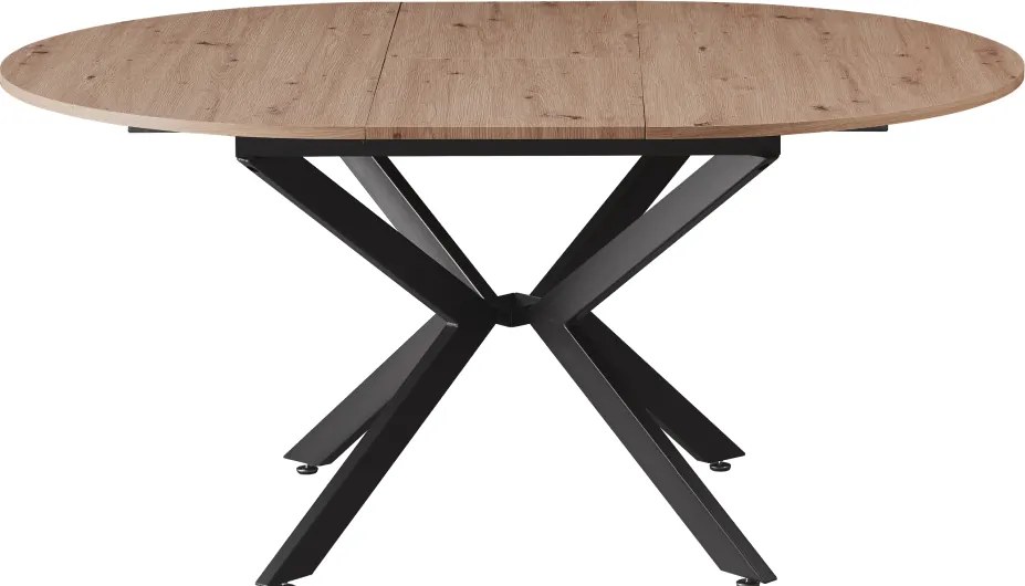 Masă dining extensibilă, stejar artisan / neagră, 120x120-160x75 cm, ABERO TIP 2