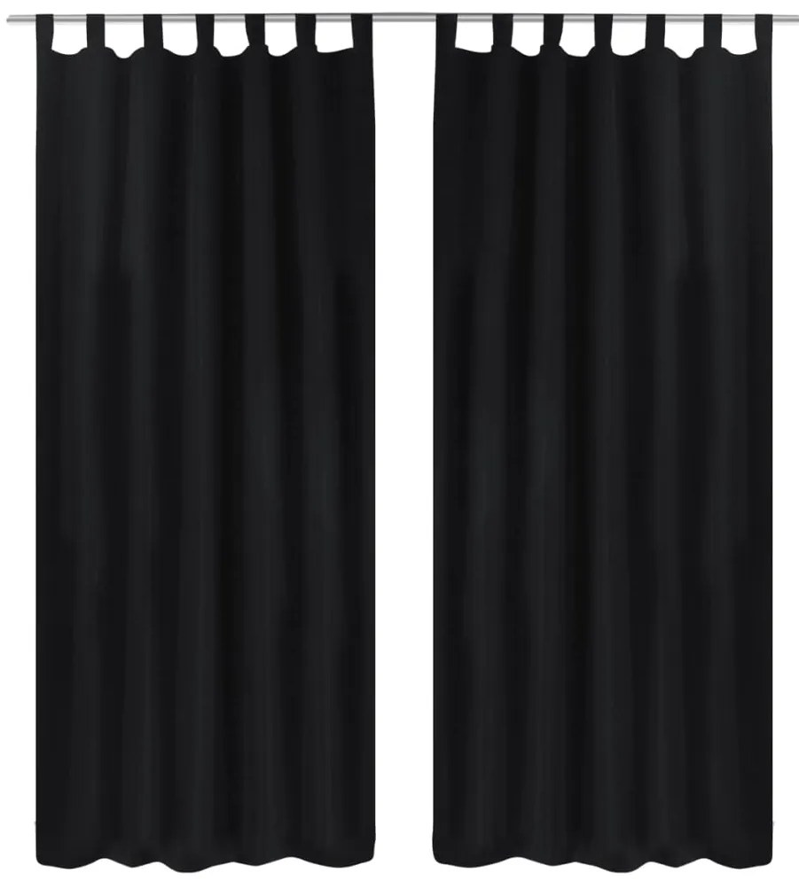 Draperii micro-satin cu bride, 2 buc, 140 x 225 cm, negru
