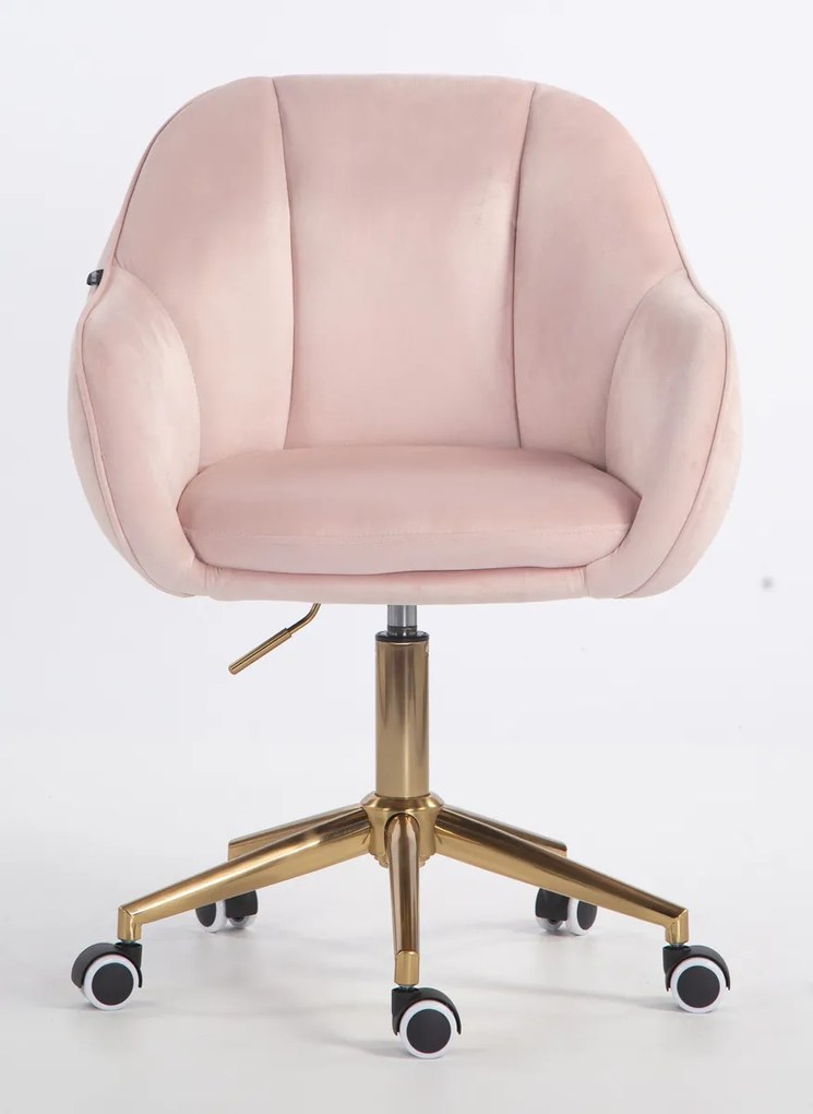 HR2055K Scaun Roz Pudra din Catifea cu Bază Aurie