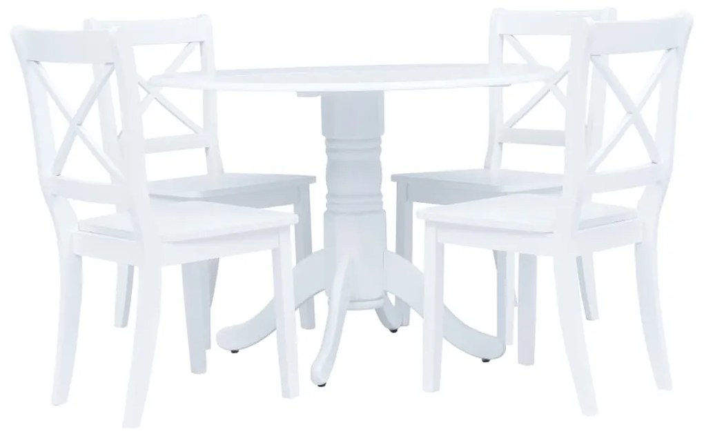 vidaXL Set mobilier bucătărie, 5 piese, alb, lemn masiv de hevea