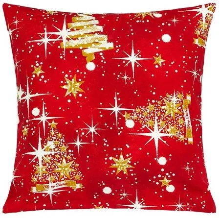 Față de pernă Bellatex Pom de Crăciun roșu, auriu,40 x 40 cm