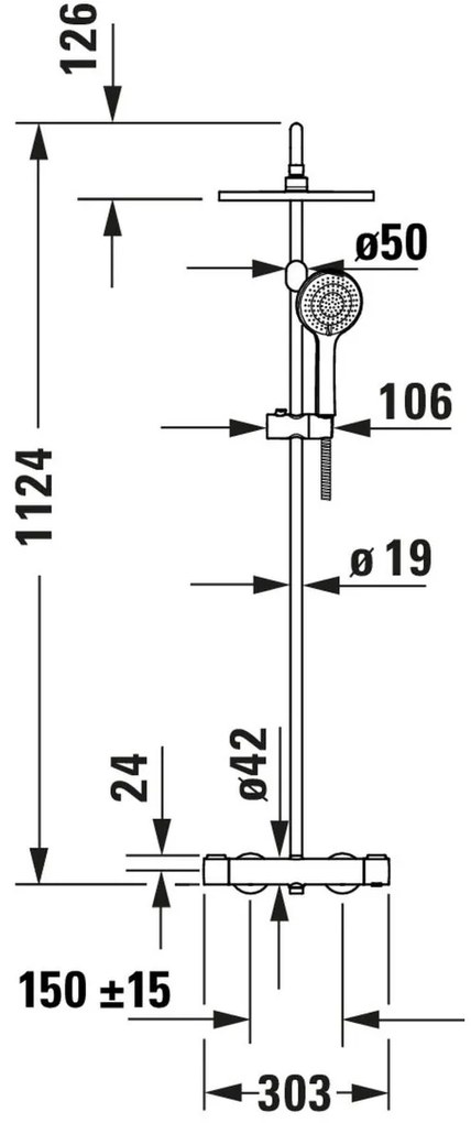 Duravit Shower Systems set de dus perete cu termostat negru TH4282008046
