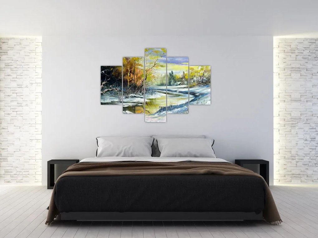 Tablou - Râu de iarnă, pictură în ulei (150x105 cm)