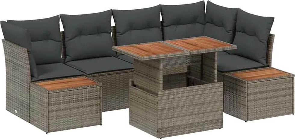 vidaXL Set de canapele pentru grădină 10 pcs Gri Rattan poli
