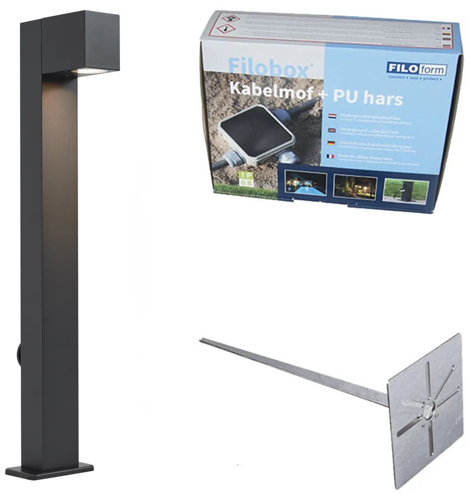 Moderne staande buitenlamp zwart 65cm met stopcontact IP44 - Baleno