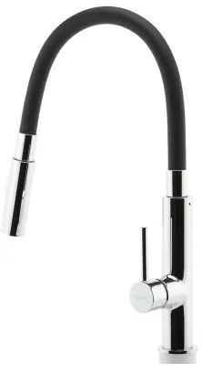 Baterie de chiuvetă cu pipă flexibilă FERRO crom lucios/negru