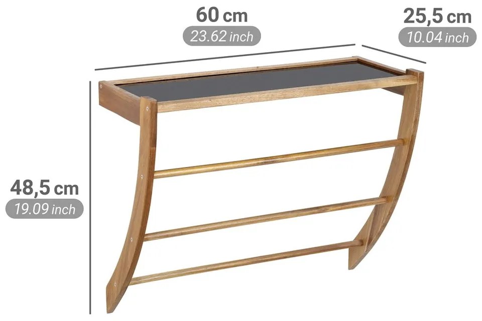 Suport pentru prosoape în culoare naturală închisă de montat pe perete din lemn Fondi – Wenko