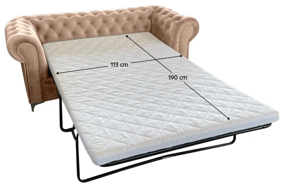 Canapea extensibilă de lux 2 locuri, stofă maro deschis Velvet, ROMANO