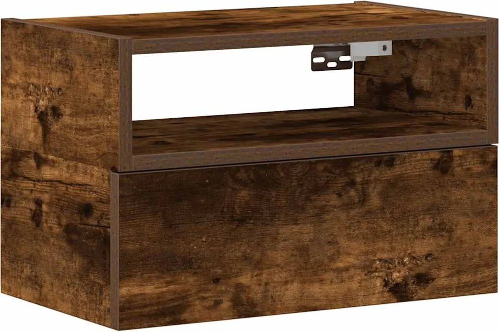 vidaXL Noptieră de perete, stejar afumat, 45x26x28,5 cm