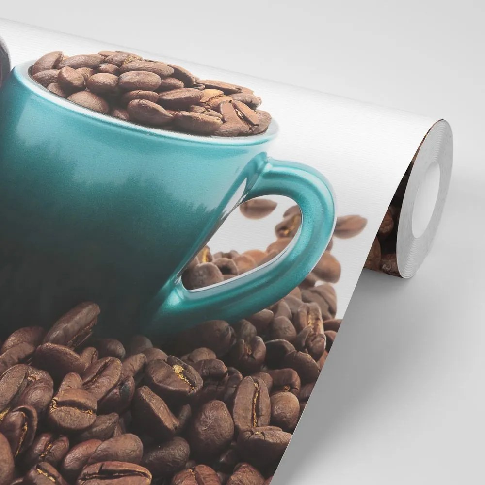 Fototapet autoadeziv ceașca cu boabe de cafea