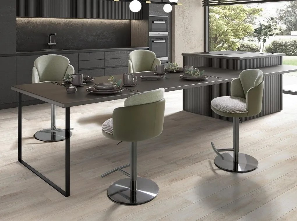 Scaun de bar pivotant cu inaltime reglabila Stool verde inchis