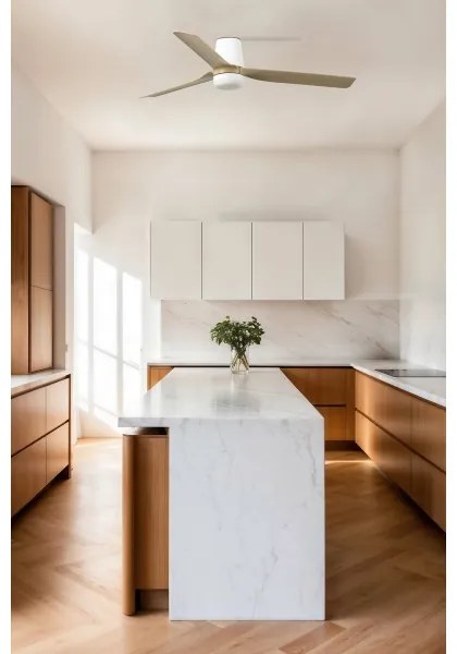 Ventilator de tavan FARO 33829 PUNT TUB M maro/alb d. 130 cm + telecomandă