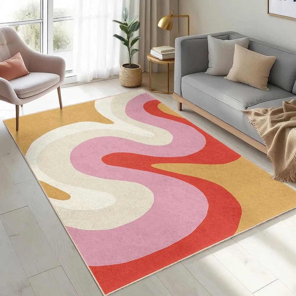 Covor galben-roz lavabil 60x100 cm Raspberry Creamsicle – Mila Home