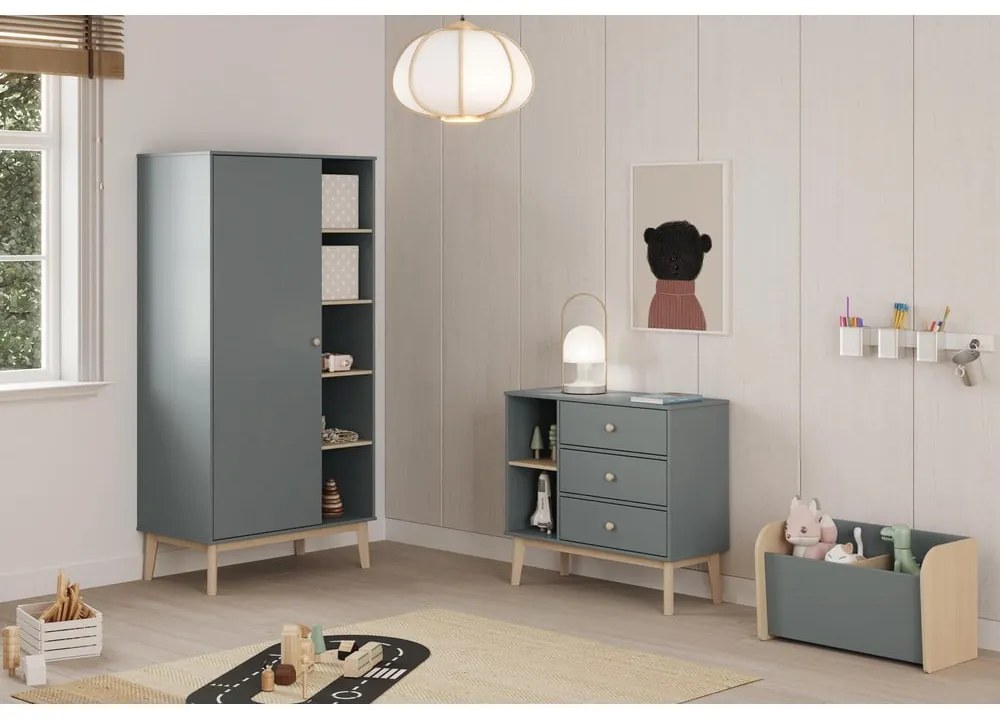 Bibliotecă de copii verde prăfuit 70x42x35 cm Esteban – Marckeric