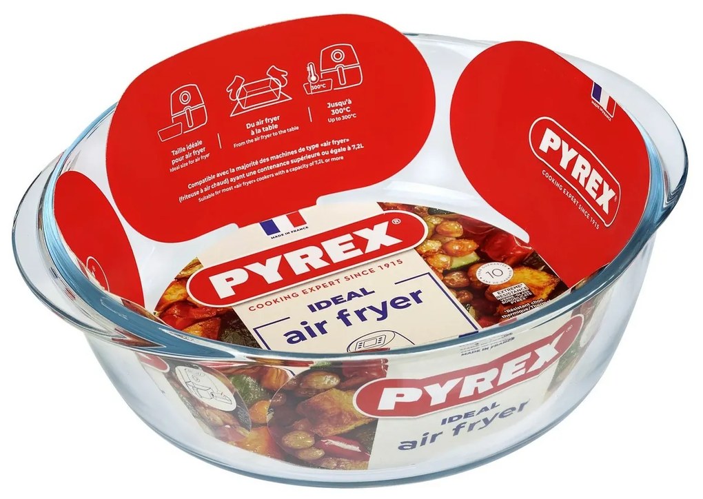 Pyrex Vas rotund din sticlă pentru cuptor, 2,3 l,26 x 23 x 8 cm