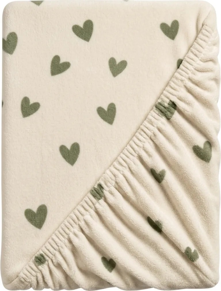 Cearsaf Cocolino microplus cu elastic HEARTINO 90x200 cm crem