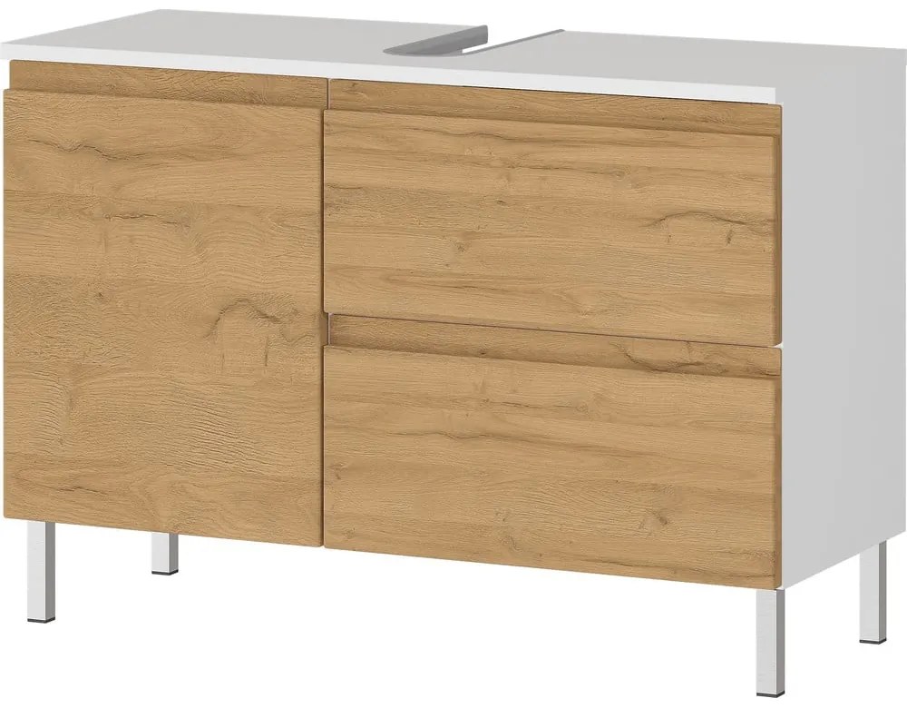 Dulap alb sub chiuvetă cu aspect de stejar 80x56 cm Torrance - Germania