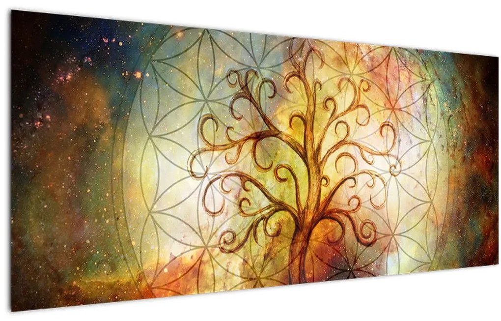 Tablou abstract cu copac (120x50 cm)