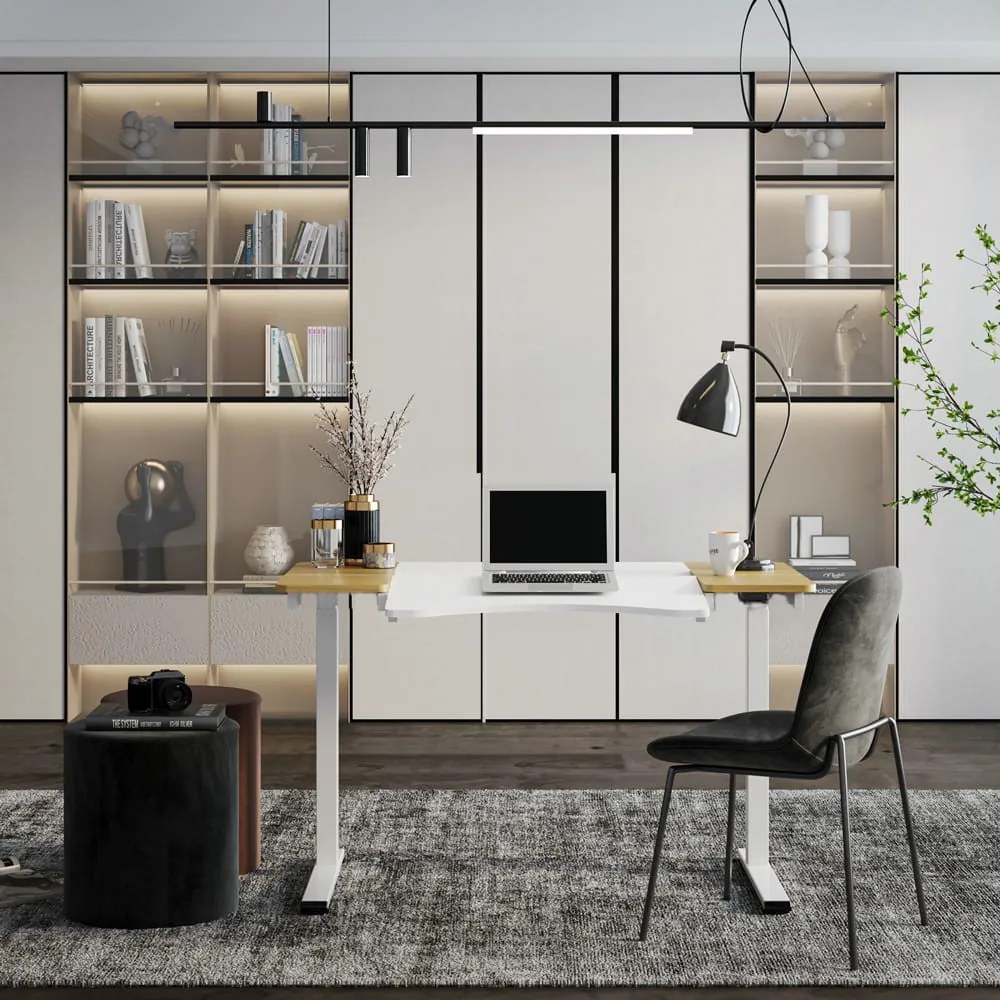 HALDEN birou cu reglare electrică a înălțimii, 120x60 cm alb-burlywood