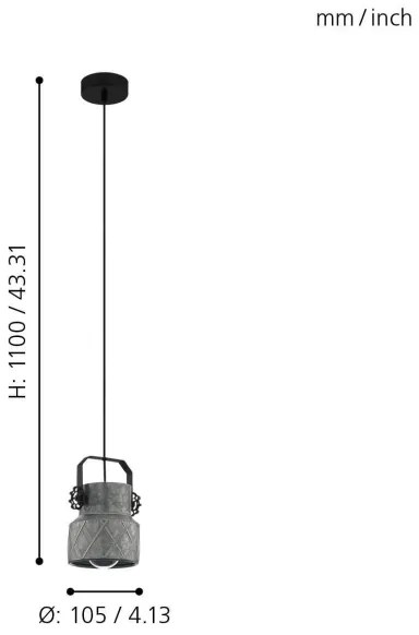 Eglo 39854 - Pendul cu cablu HILCOTT 1xE27/40W/230V