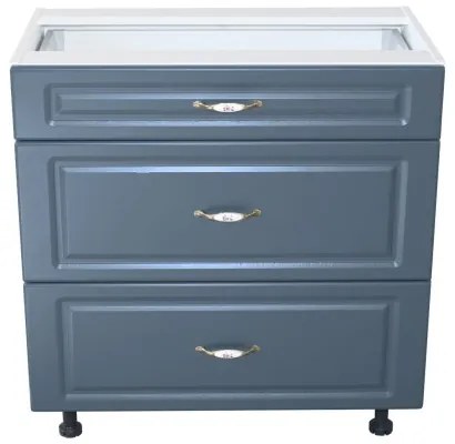 Corp inferior 80 cu 2 sertare metalice pentru greutate Zebra MDF albastru drept