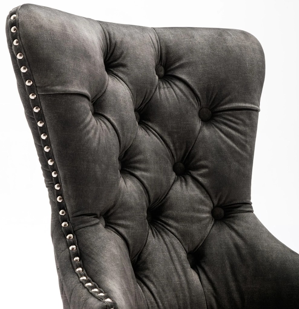 Set de 2 scaune de sufragerie tapițate în catifea, Gri | Aosom Romania