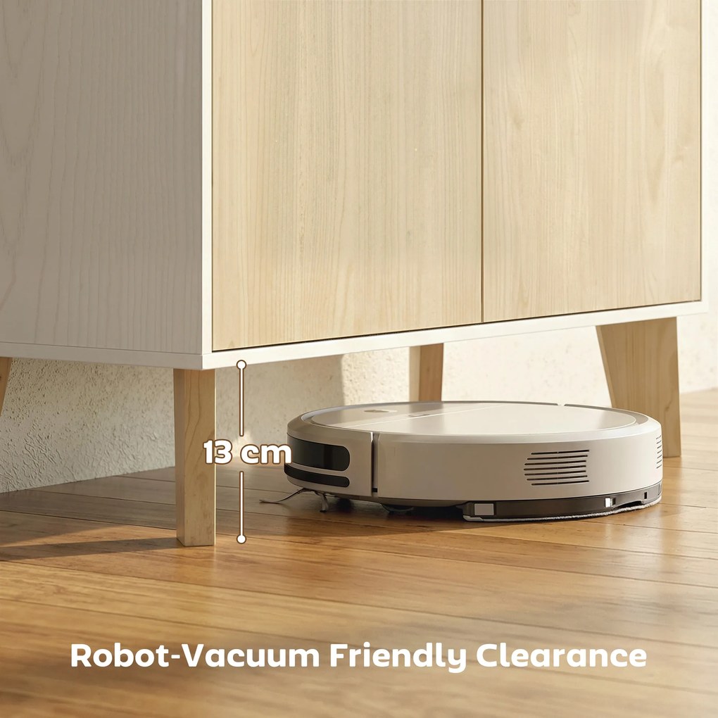 HOMCOM Bufet pentru living, mobilier de depozitare cu 6 compartimente și uși cu închidere amortizată, 80x40x135cm, alb și lemn natural | Aosom Romania