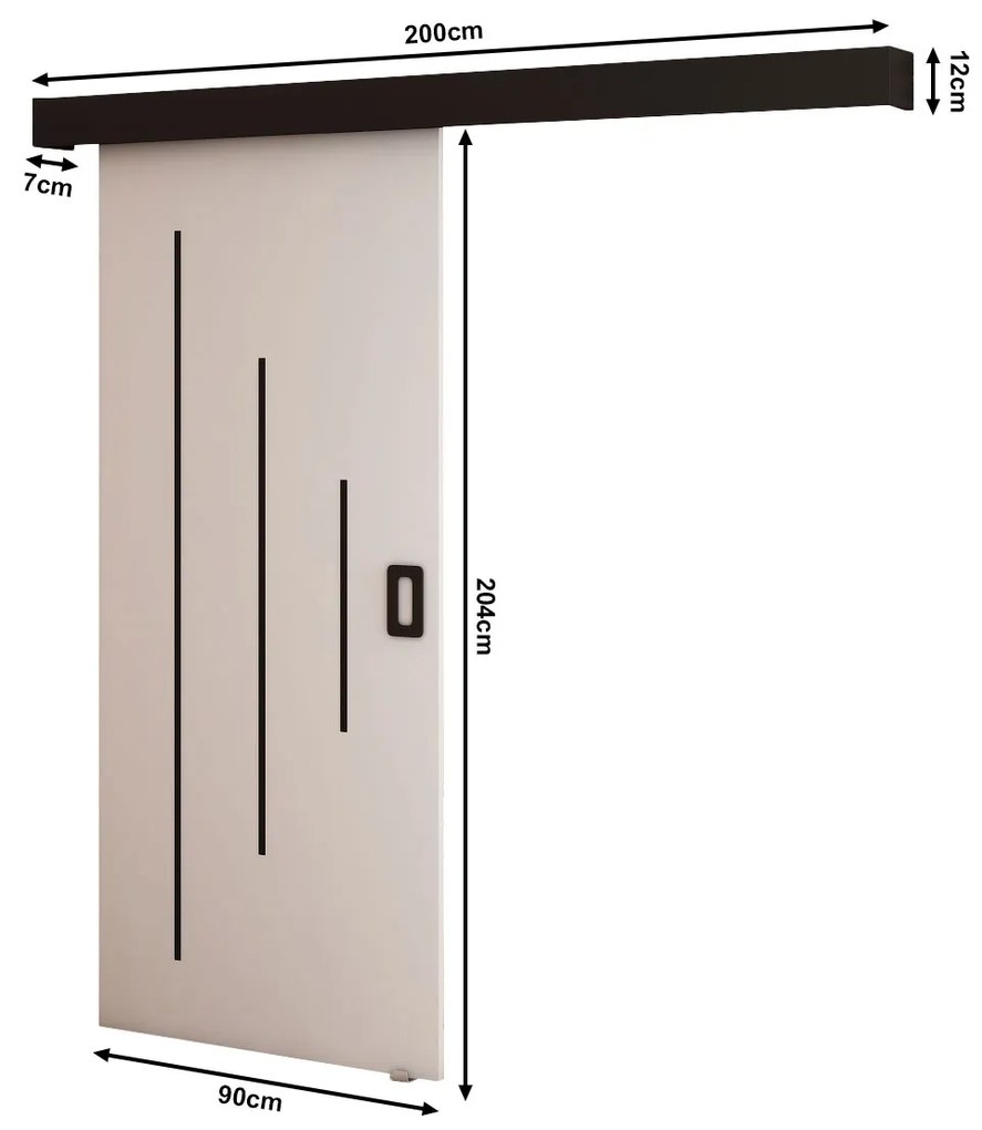 Uși culisante 90 cm Bethany Y (alb mat + negru mat). 1043500