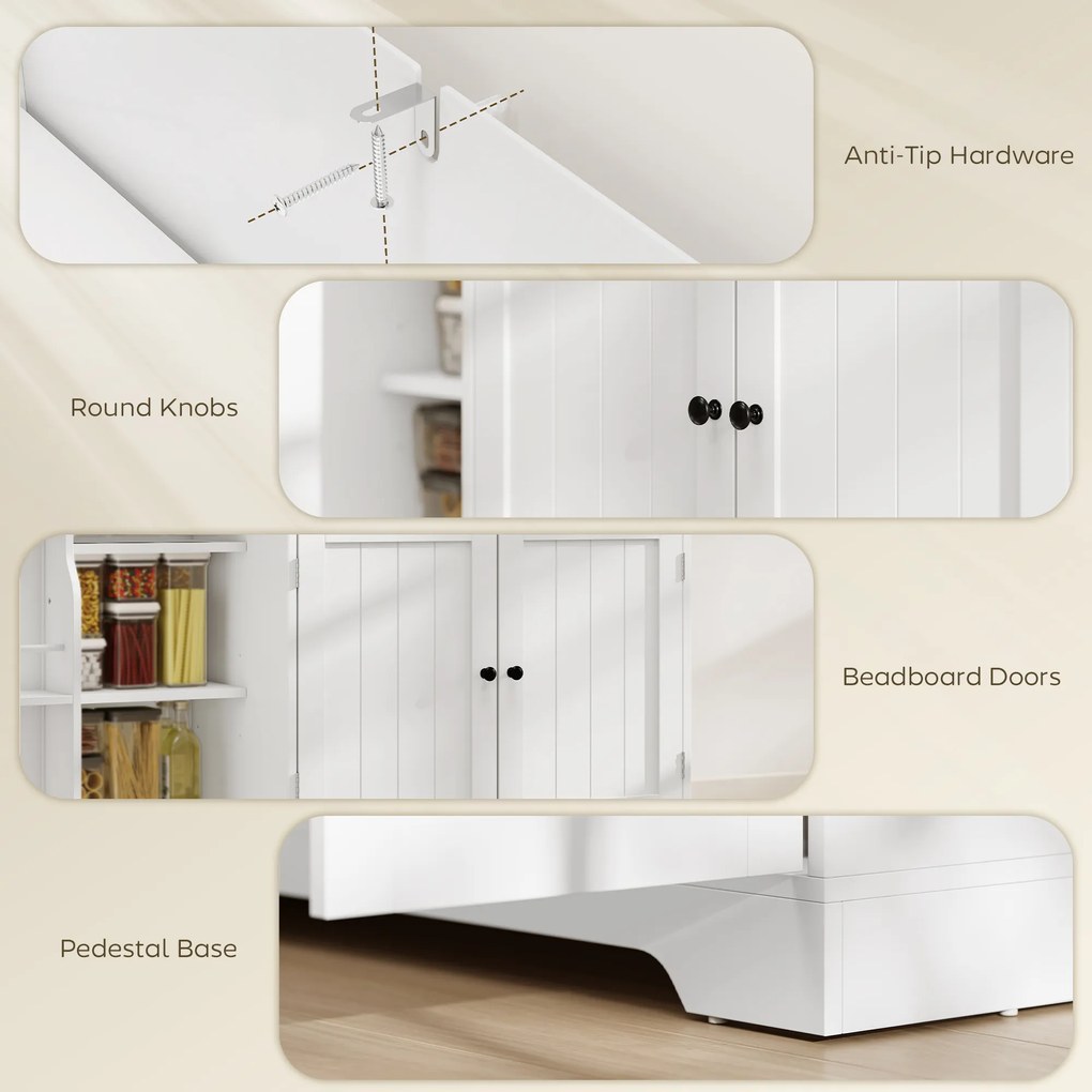 HOMCOM Bufet modern de bucătărie cu sertar, polițe reglabile, mic spațiu de depozitare pentru bucătărie cu compartimente pe ușă, Alb | Aosom Romania