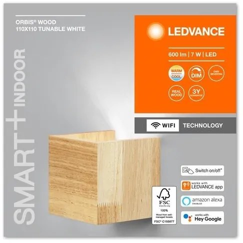 Aplică LED dimabilă SMART+ WOOD LED/7W/230V Wi-Fi Ledvance