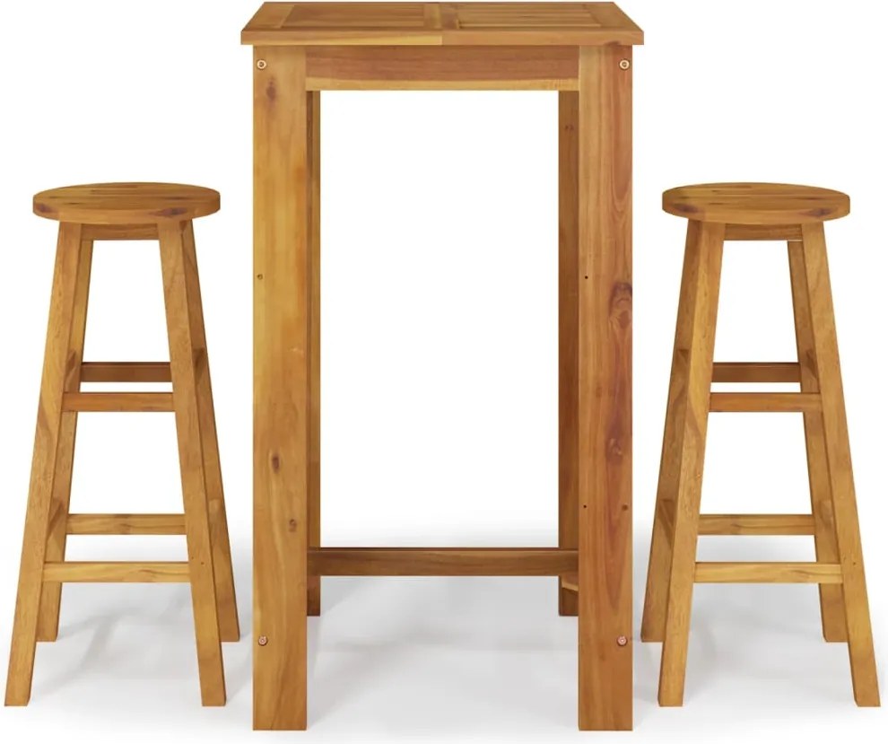 vidaXL Set bar de grădină, 3 piese, lemn masiv de acacia