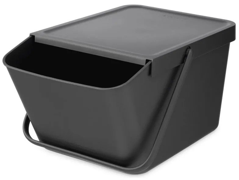 Cos depozitare sau reciclare Brabantia Sort&Go 1006310, 20 L, 22,5x45x28 cm, Stivuibil, Plastic, Gri închis