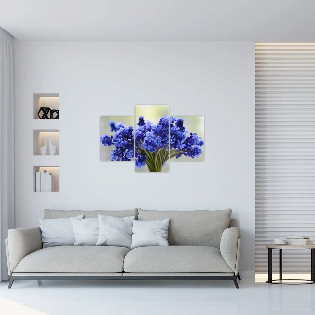 Tablou buchet cu flori albastre (90x60 cm)
