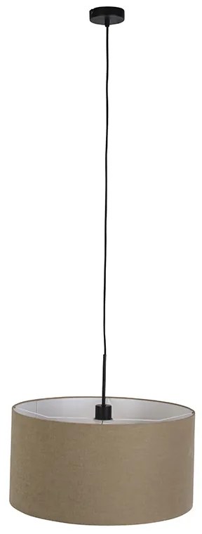 Lampă suspendată rustică neagră cu abajur bej 50cm - Combi